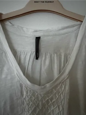 Anthropologie Women’s White Short-Sleeve V-Neck Smocked Tunic thumbnail 5