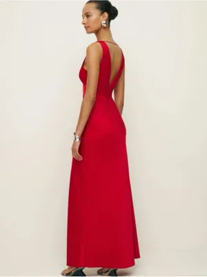 Reformation Elaina Satin Red Midi Dress thumbnail 2