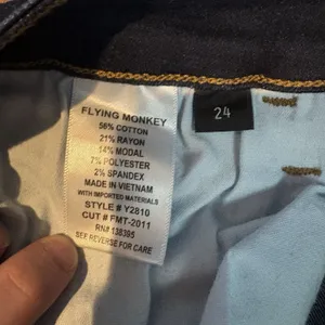 Flying Monkey Jeans Womens‎ 24 Blue Dark Wash Skinny Mid Rise Stretch Denim thumbnail 4