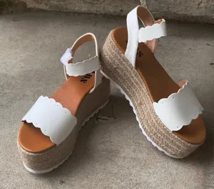 White Scalloped espadrille Wedge thumbnail 1