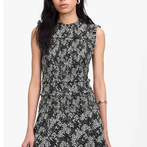 Madewell Women's Black White Floral Sleeveless Ruffle Neck Mini Dress Size 8 NWT thumbnail 2