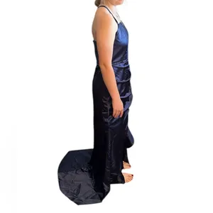 Dideyttawl Satin Criss Cross Spaghetti Strap Formal Dress Blue 16 NWT thumbnail 3