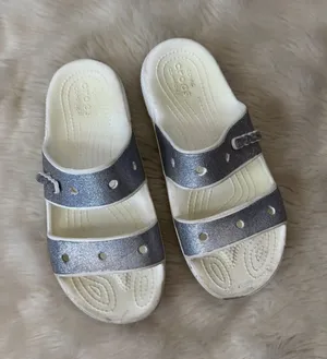 Iconic CROCS Comfort Silver Sparkle Glitter and White Sandals thumbnail 1
