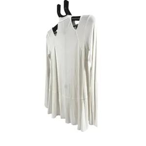 Free People Downtown Girl Tunic Top White Mock Neck Cold Shoulder Ribbed Small thumbnail 5