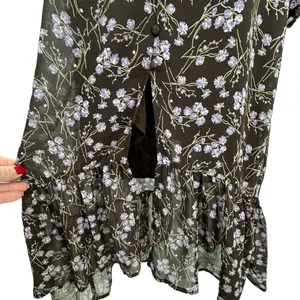 143 Story By Line Up Sz M Floral Maxi Brown Lavendor Front Slit Dress thumbnail 8