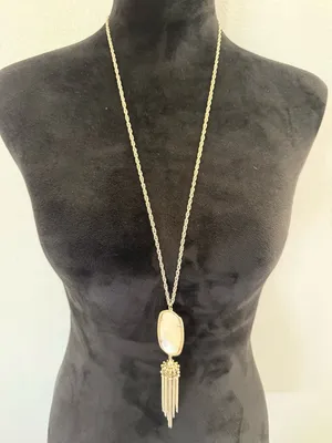 Kendra Scott Gold-Tone Cream Stone Tassel Necklace thumbnail 1