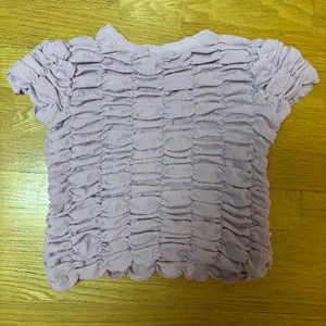 Anthropologie Lilac Sheer Ruched Crop Preppy Boho Resort Fairy Ballet Top S thumbnail 3