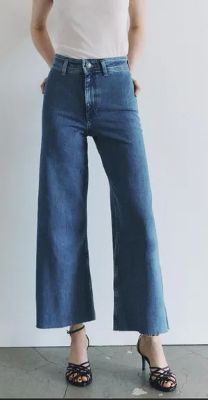 NWT Zara High Rise Marine Straight Jeans Size 14 thumbnail 1