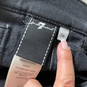 7 For All Mankind Lotta Jeans Womens 26 Black Wide Leg Patch Pocket Seamed Denim thumbnail 8