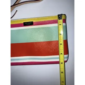 Kate Spade New York Women's‎ Striped Multicolor Wristlet Trim Leather Logo Purse thumbnail 6