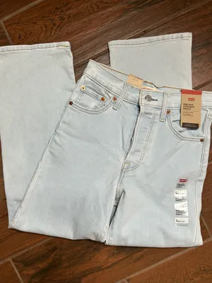 Levi’s Ribcage Straight Ankle High Rise Light Wash Distressed Jeans Womens 26 thumbnail 1