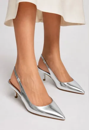 NWT A New Day Silver Pointed Toe Slingback Flats 6.5 thumbnail 1