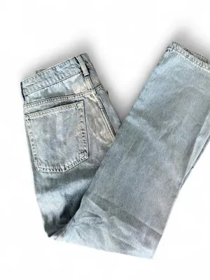 Metallic Zara jeans in excellent condition. Straight leg and mid-rise thumbnail 3