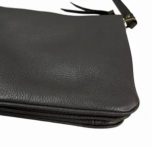 Kate Spade Leila Triple Gusset Gray Leather Crossbody Purse thumbnail 12