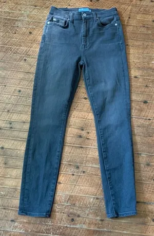 7 for All Mankind Bl(air) black 27 ankle skinny normcore jeans thumbnail 1