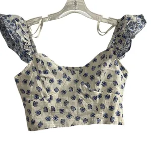 Crystal Sky‎ Women's Floral Two-Piece Set Blue Off-Shoulder L thumbnail 2