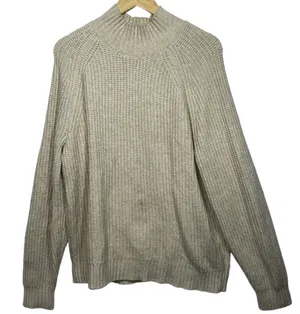 Abercrombie & Fitch Oversized Soft AF Tan Knit Mock Neck Turtleneck Sweater Sz M thumbnail 1