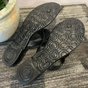 Coach Black Jelly Thong Flip Flop Sandal Summer Beach Pool Shoes 7 thumbnail 8
