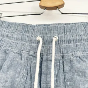 Athleta Womens Chambray Blue Cabo Linen Wide Leg Coastal Beach Travel Pants‎ 0 thumbnail 4
