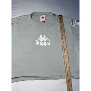 Kappa Womens Cropped Sweatshirt Light Grey Logo Sleeve Tape Large thumbnail 8