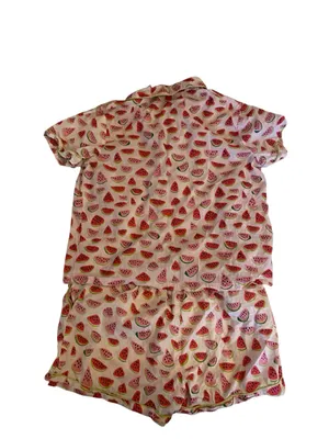 Mahogany Watermelon 100% Cotton Short Pajama Set pjs vacation whimsy novelty thumbnail 9