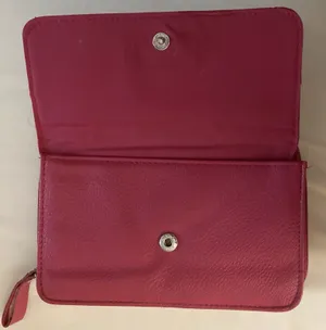 Pink long wallet with snap and zippers lots of compartments with card holder thumbnail 3