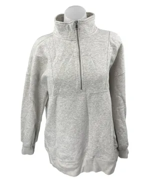 Abercrombie & Fitch Soft Max Women Gray 1/4 Zip Long Sleeve Fleece Sweatshirt M thumbnail 1
