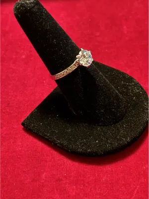 Vintage Silver Tone CZ Round Brilliant Cut Solitaire Pave Accent Engagement Ring thumbnail 2
