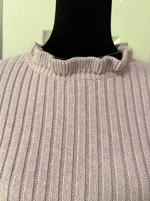 NWT LOFT Outlet Lavender Ribbed Knit Mock Neck Sweater Top Medium Stretch Office thumbnail 8