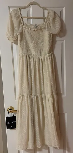 Cream Polka Dot Maxi Dress thumbnail 1