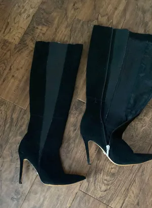 Victoria's Secret Black Leather Booties thumbnail 1