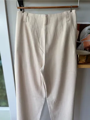 Stradivarius Cream Khaki Linen Blend Tailored Dress Pants Size 6 thumbnail 4