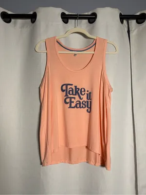 Wildfox Take It Easy Peach Orange Graphic Tank Top Size Medium thumbnail 2
