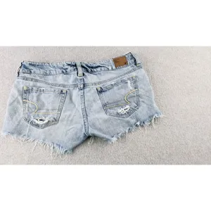American Eagle Womens Sz 4 Distressed Denim Shorts Hi Rise Micro Short 32" Waist thumbnail 11