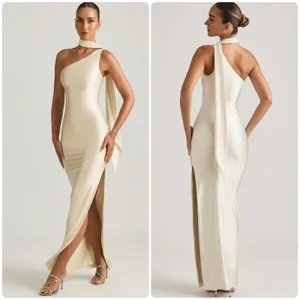 Oh Polly Sheril Asymmetric Scarf-Detail Maxi Dress in Ivory Size 8 New thumbnail 2