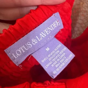 Lotus & Lavender Red Deep V Neck Studded Halter Ruffle Hem Top Medium NWT thumbnail 7