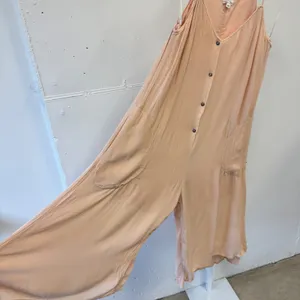 Some Days‎ Lovin Peach Button Front Wide Leg Jumpsuit XS Pockets Boho Summer thumbnail 5