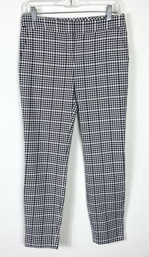 Express Columnist Black & White Plaid Low Rise Dress Pant Trousers Size 0 thumbnail 1