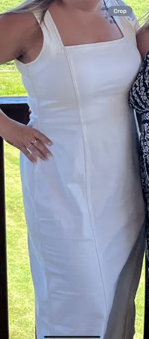 Abercrombie Denim Column Midi Dress Cream thumbnail 1
