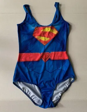 Superwoman One Piece Swimsuit Women “one size” Blue Superhero Swimwear Superman thumbnail 8