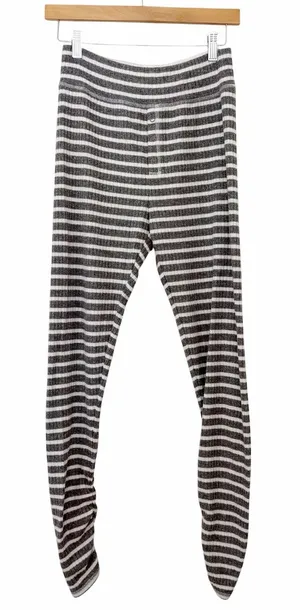 Aerie Gray White Striped Ribbed Ruched Pants Sz M thumbnail 1
