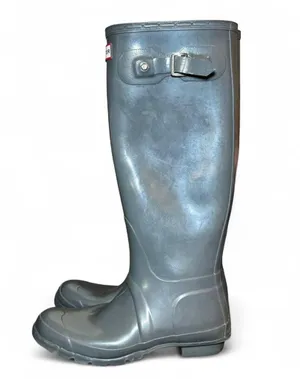 Hunter Original Tall Gloss Rain Boots Women’s Size 8M Gray Waterproof W23616 thumbnail 3