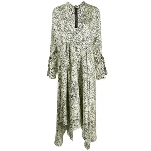 PETAR PETROV Neutral Light Green 100% Silk Black Spots Alex Silk Dress size XS thumbnail 2