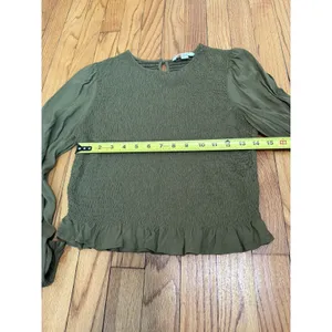Boden‎ Smocked Bodice Green Long Sleeve Blouse Size 8 thumbnail 6