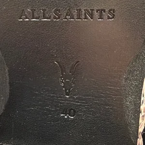 AllSaints Katy Snakeskin Leather Buckle Boots Brown Black Pointed Toe Size‎ 40 thumbnail 7
