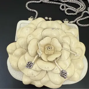 BRIGHTON Ivory Beige 3D Leather Flower Convertible Coin Purse Wallet Crossbody thumbnail 3