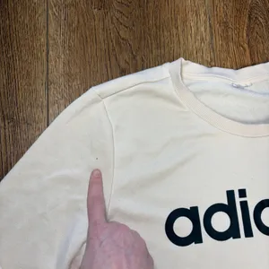 Adidas Crewneck Sweatshirt Cream Tan Black Embroidered Logo Pullover‎ Womens S thumbnail 4