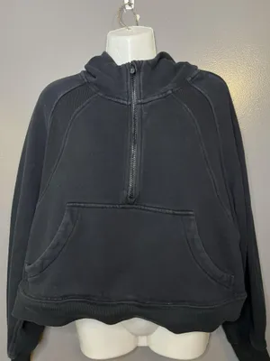 CRZ YOGA Hoodie Womens Medium Black Fleece 1/2 Zip Thumbholes Sweatshirt thumbnail 1