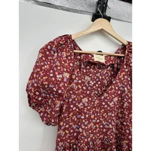 Sezane‎ Women Red Floral Maxi Dress Sz 36 Peasant Boho Cottagecore Feminine thumbnail 4