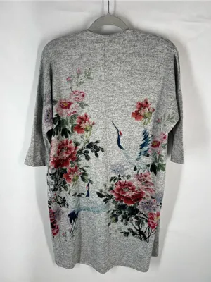 Ginger‎ G Floral Crane Print Soft Knit Open Front Cardigan Size S thumbnail 9